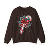 Candy Cane Christmas Holly Bow Holiday Cozy Winter Gift Sweatshirt S-5XL