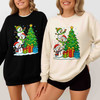 Three Snowmen Christmas Tree Cute Holiday Gifts Crewneck Sweatshirt S-5XL