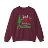 Just A Girl Who Loves Christmas Buffalo Plaid Holiday Tree Crewneck Sweatshirt S-5XL