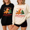 Just Waiting For Christmas Cute Gingerbread Man Holiday Crewneck Sweatshirt S-5XL