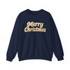 Minimalist Merry Christmas Embossed 3D Puffy Lettering Holiday Crewneck Sweatshirt S-5XL