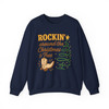 Rockin Around the Christmas Tree Western Holiday Cowboy Boot Crewneck Sweatshirt S-5XL