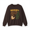 Rockin Around the Christmas Tree Western Holiday Cowboy Boot Crewneck Sweatshirt S-5XL
