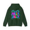 Holly Jolly Preppy Bow Brushstroke Holiday Hoodie S-5XL
