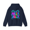 Holly Jolly Preppy Bow Brushstroke Holiday Hoodie S-5XL
