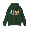 Merry and Bright Neon Christmas Tree Coquette Bow Hoodie S-5XL