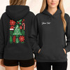 Merry and Bright Preppy Floral Christmas Tree Santa Hat Hoodie S-5XL