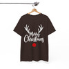Merry Christmas Reindeer Shirt, Cute Buffalo Plaid Antlers Tee, Minimal Xmas Shirt, Unisex S-5XL Gift