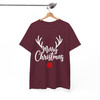 Merry Christmas Reindeer Shirt, Cute Buffalo Plaid Antlers Tee, Minimal Xmas Shirt, Unisex S-5XL Gift