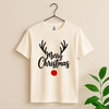 Merry Christmas Reindeer Shirt, Cute Buffalo Plaid Antlers Tee, Minimal Xmas Shirt, Unisex S-5XL Gift
