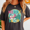 Merry And Bright Christmas Sweatshirt Snowman Tree Cute Holiday Unisex