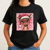 Cute Reindeer Christmas Shirt, Pink Reindeer Tee, Santa Hat Deer Shirt, Funny Xmas Graphic, Cozy Holiday Unisex T Shirt