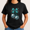 Disco Ball Bow T Shirt, Christmas New Year Party Graphic Tee, Festive Holiday Unisex T-Shirt S-5XL
