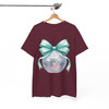 Disco Ball Bow T Shirt, Mint Ribbon Holiday Graphic Tee, New Year Party Unisex T-Shirt S-5XL