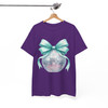 Disco Ball Bow T Shirt, Mint Ribbon Holiday Graphic Tee, New Year Party Unisex T-Shirt S-5XL
