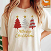 Merry Christmas Glitter Tree T Shirt, Festive Holiday Graphic Tee, Classic Unisex Christmas T-Shirt S-5XL