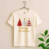 Merry Christmas Glitter Tree T Shirt, Festive Holiday Graphic Tee, Classic Unisex Christmas T-Shirt S-5XL