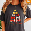 Merry Christmas Bow Tree T Shirt, Cute Holiday Bow Graphic Tee, Festive Unisex Christmas T-Shirt S-5XL
