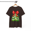 Polka Dot Bow Christmas Tree Shirt, Cute Holiday Graphic Tee, Festive Unisex Christmas T-Shirt S-5XL