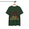Plaid Bow Merry Christmas Shirt, Red Green Bow Holiday Tee, Festive Glitter Christmas T-Shirt S-5XL