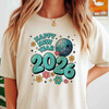 Happy New Year 2026 Shirt, Retro Disco Ball New Year Tee, Cute Floral Celebration T-Shirt S-5XL