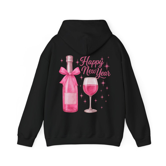 Happy New Year Wine T Shirt, Pink Champagne Graphic Tee, New Year Party Unisex Hoodie S-5XL
