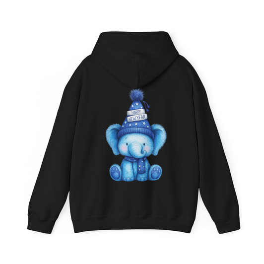 Cute Elephant Happy New Year Shirt, Blue Winter Animal Tee, New Year Gift Unisex Hoodie S-5XL