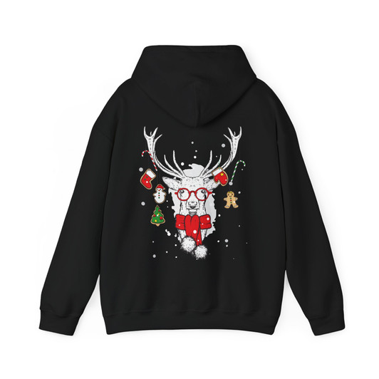 Christmas Reindeer Shirt, Cute Deer With Glasses Ornament Hoodie S-5XL
