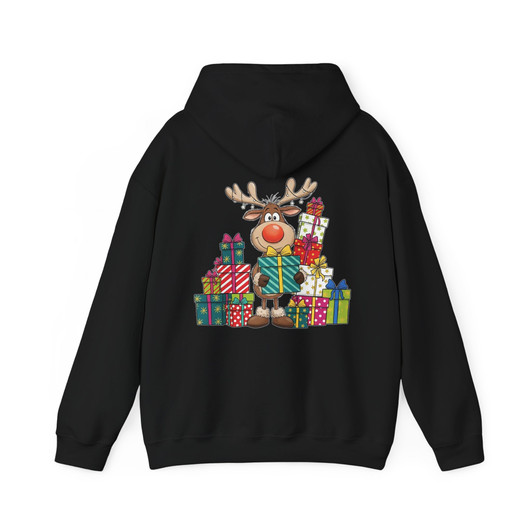 Cute Reindeer Christmas Shirt, Hand Drawn Rudolph With Gifts Hoodie S-5XL
