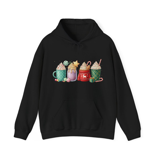 Christmas Coffee Mugs Shirt, Festive Holiday Drinks Cocoa Hoodie S-5XL