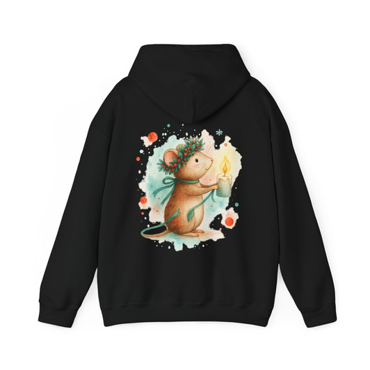 Cute Christmas Mouse T-Shirt, Watercolor Mouse Candle Tee, Cozy Holiday Animal Shirt Hoodie S-5XL