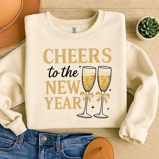 Cheers To The New Year Shirt, Champagne Glass NYE Party Outfit Sweatshirt S-5XL