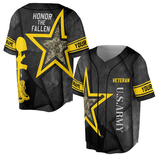 Custom name Veteran of USA Star Pattern Baseball Jersey S-5XL