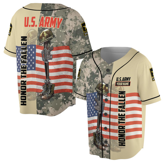 Custom name American Veteran America Flag Camo Pattern Baseball Jersey S-5XL