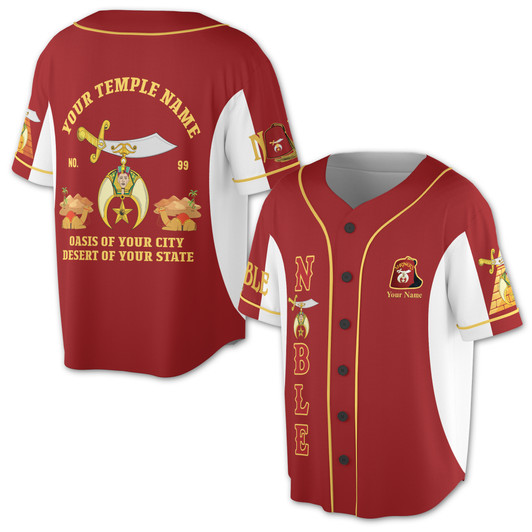Customized Noble Shriners Temple Ancient Baseball Jersey S-5XL