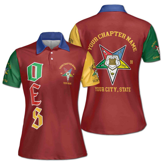 Customize Name OES Sistar Order Of The Eastern Star Women's Polo Shirt S-5XL