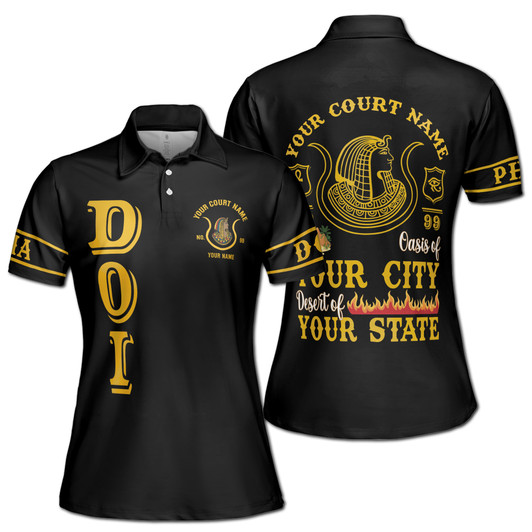 Custom Egyptian Pharaoh Polo, Personalized Court Name Shirt Green Gold Women's Polo Shirt S-5XL