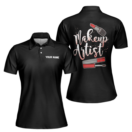 Custom Name Makeup Artist Polo Shirt, Personalized Beauty Salon Women's Polo Shirt S-5XL