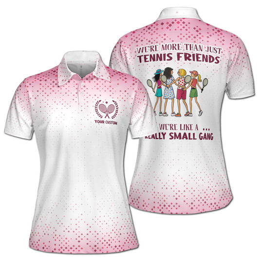 "We're More Than Just Tennis Friends" Funny Polo Shirt, Custom Name, Gradient Diamond Print Women's Polo Shirt S-5XL