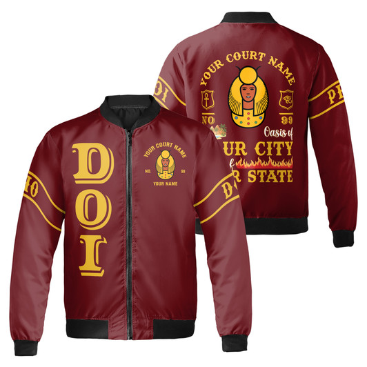 Custom DOI Zip Jacket, Anubis Egyptian Style, Personalized Court Name City State Bomber Jacket S-5XL