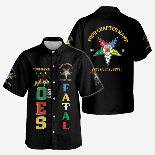 Custom 1850 OES Order Of The Eastern Star Button Down Shirt S-5XL