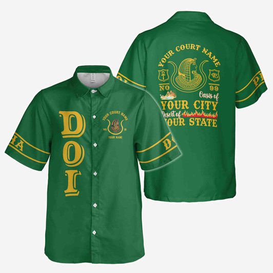 Personalized Court Name City State Anubis Egyptian Style Black Gold Button Down Shirt S-5XL