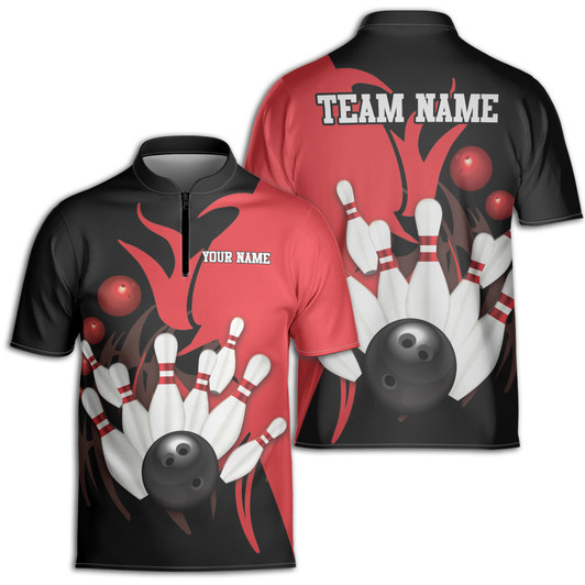 Personalized Bowling Team Custom Color Zipper Polo S-5XL