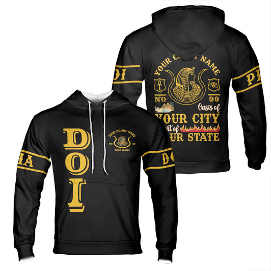 Personalized Court Name City State Anubis Egyptian Style Black Gold Streetwear Hoodie S-5XL