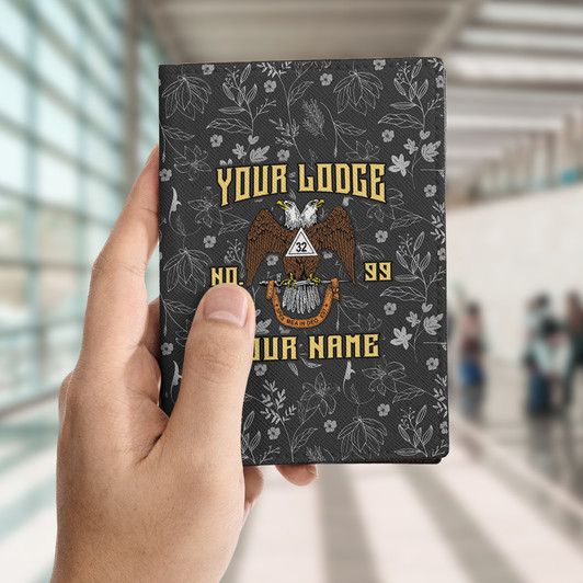 Custom Wings Down 32 Floral Leather Passport Wallet