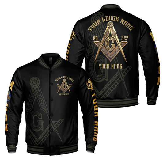 Custom Freemason Masonic Symbol 3D Baseball Jacket S-5XL