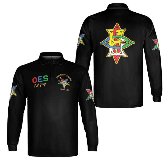 Customized Your Chapter Name OES 1874 Order Of Eastern Star Long Sleeve Polo Shirt S-5XL