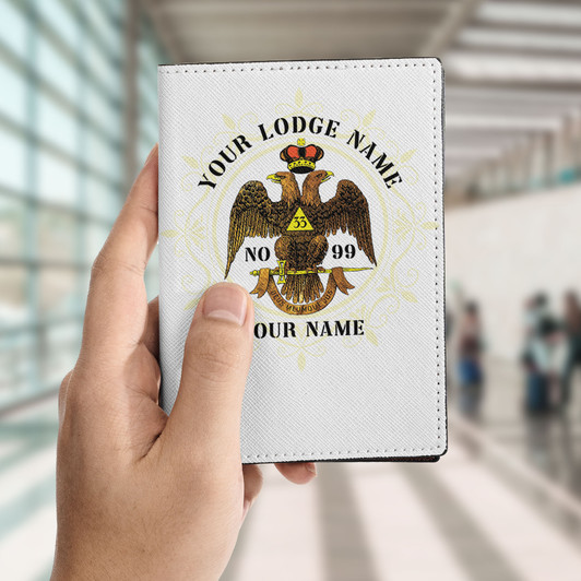 Custom Wings Down Scottish Rite 32° Masonic Simple Leather Passport Wallet