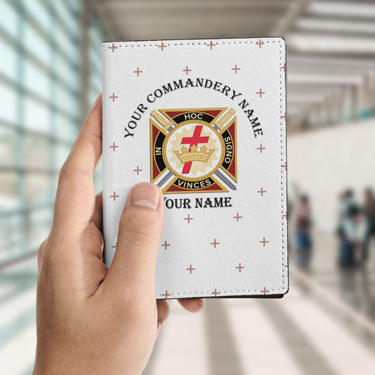 Custom Knights Templar Symbol Masonic Crosses Pattern Leather Passport Wallet