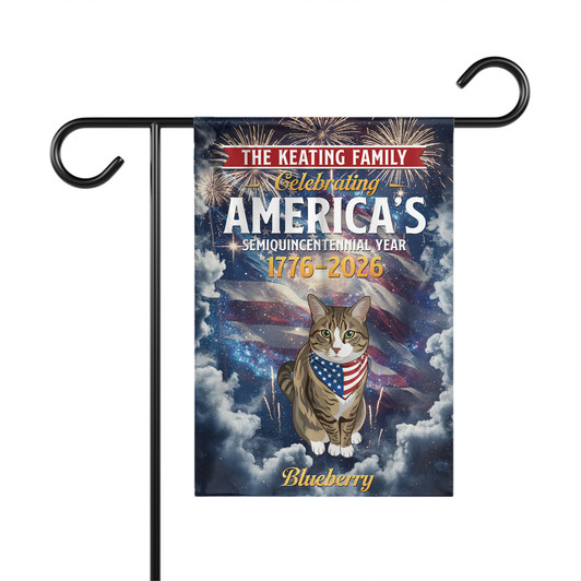 Personalized Cat 250th Anniversary 1776-2026 Garden Flag